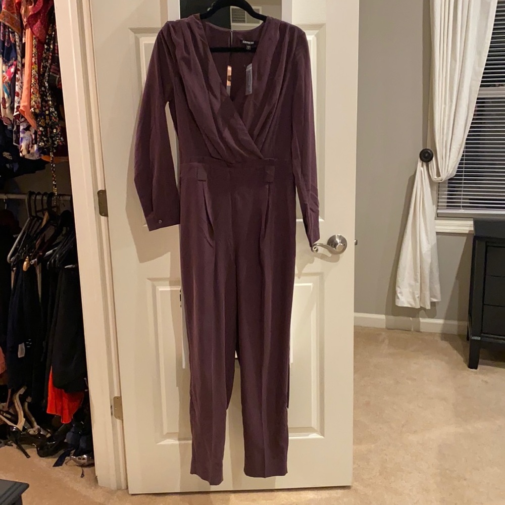 Burgundy/purple long sleeve jumpsuit